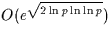 $O(e^{\sqrt{2 \ln p \ln \ln p}})$