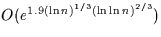 $O(e^{1.9 (\ln n)^{1/3} (\ln \ln
n)^{2/3}} )$